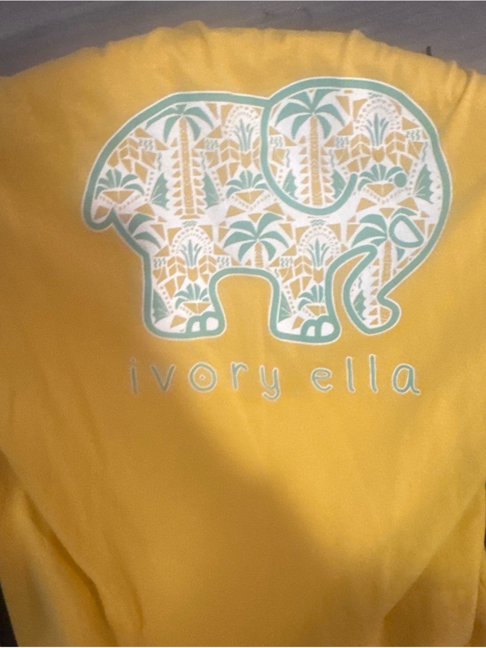 Ivory Ella Yellow Tee with Mint Elephant Motif